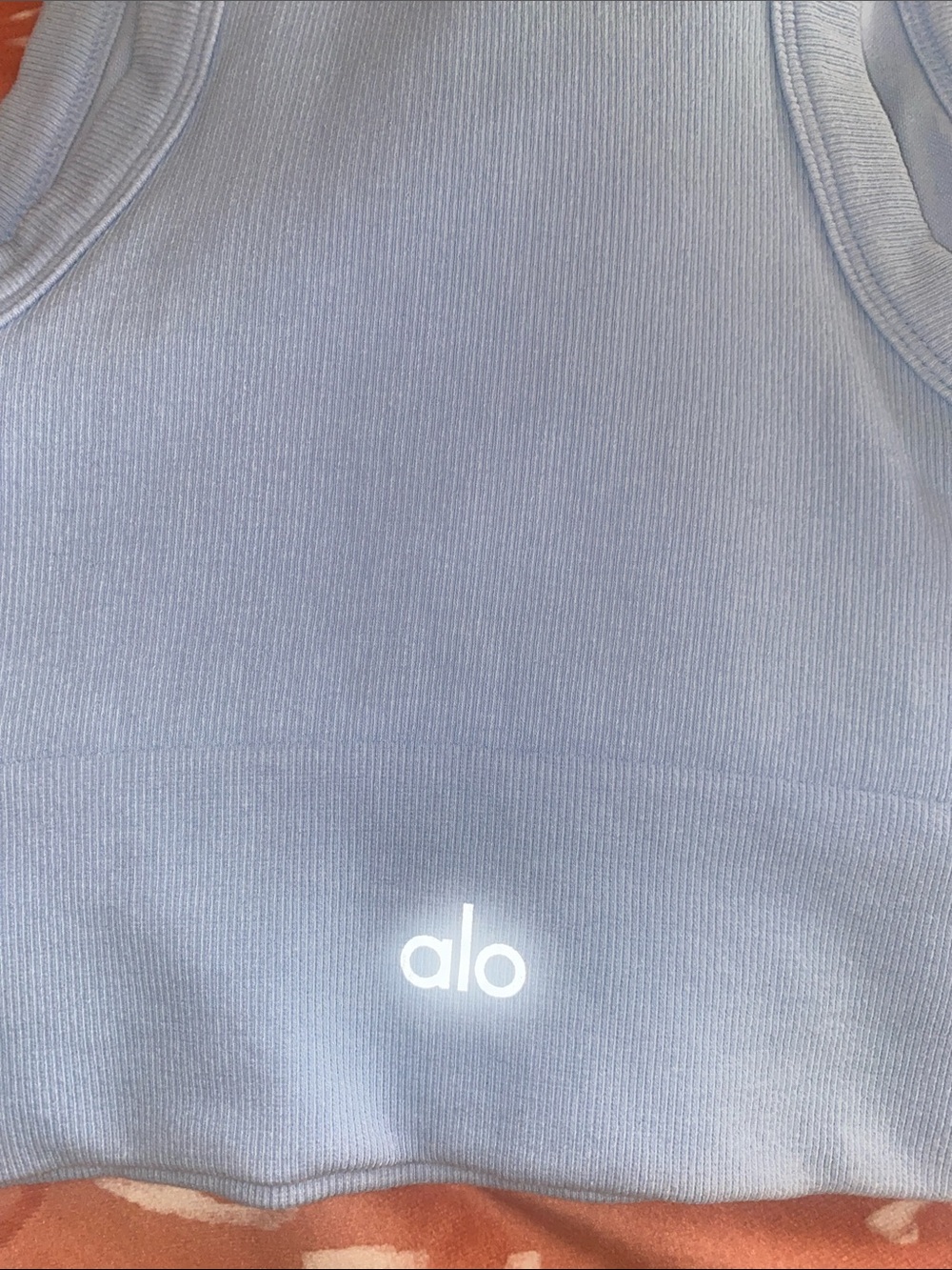 ALO Yoga Light Blue Ribbed Crop Tank - Picture 3 of 11